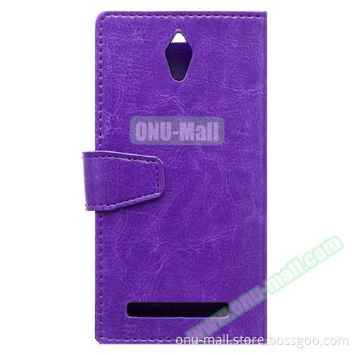 Alibaba Trade Assurance Crazy Horse Texture Leather Cover for ASUS ZenFone C Wallet Case